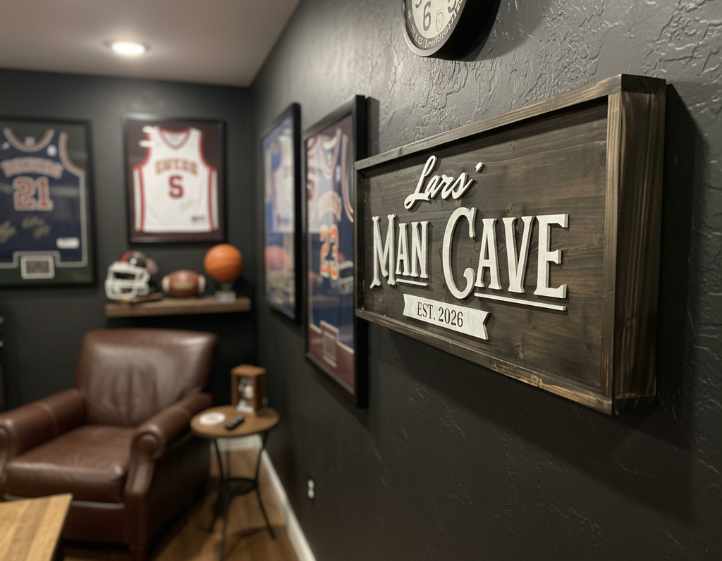 Man Cave Sign Personalised | Custom Name Wood Sign