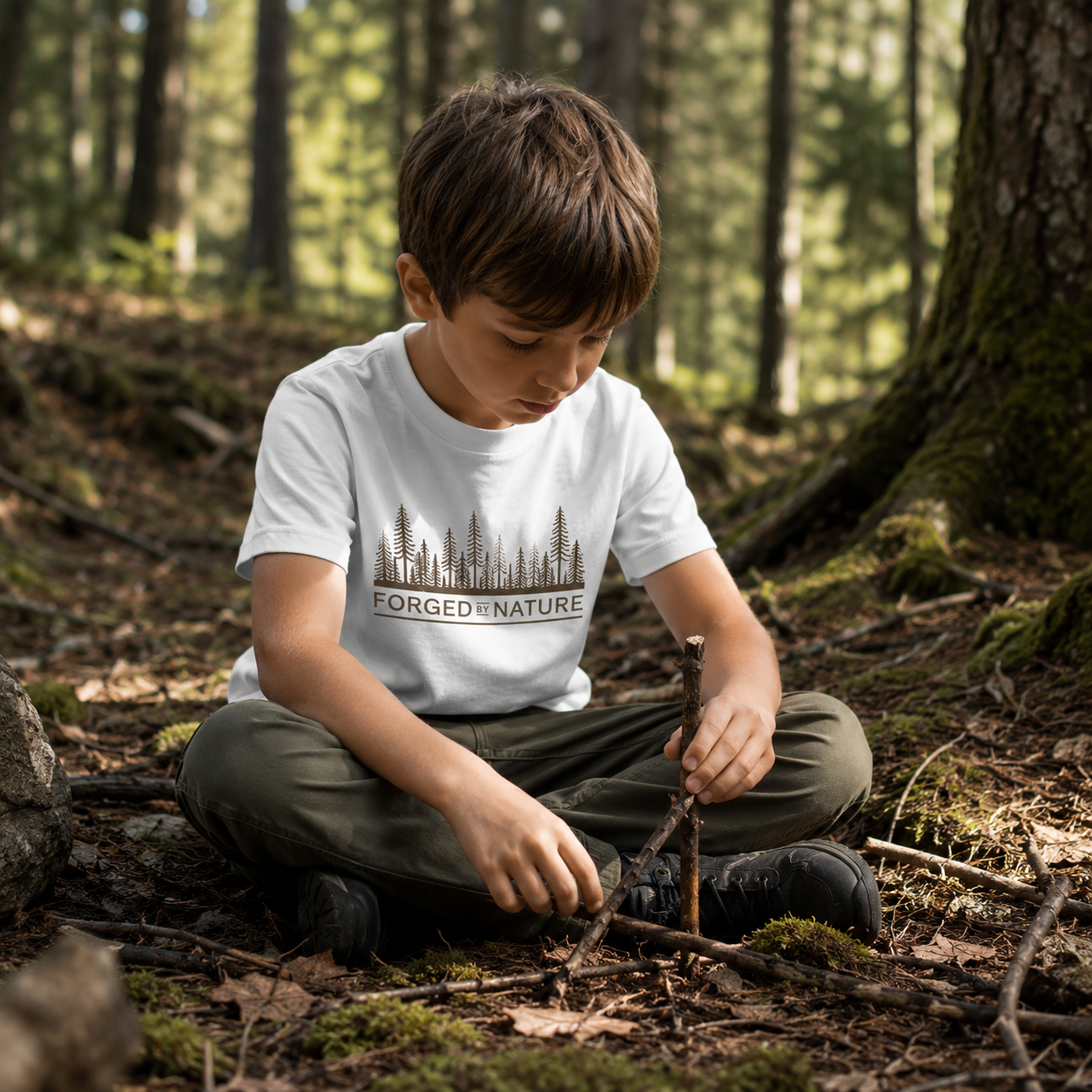 Organic Kids Hiking T-Shirt | Forged by Nature | Matching Dad & Kid Adventure Tee