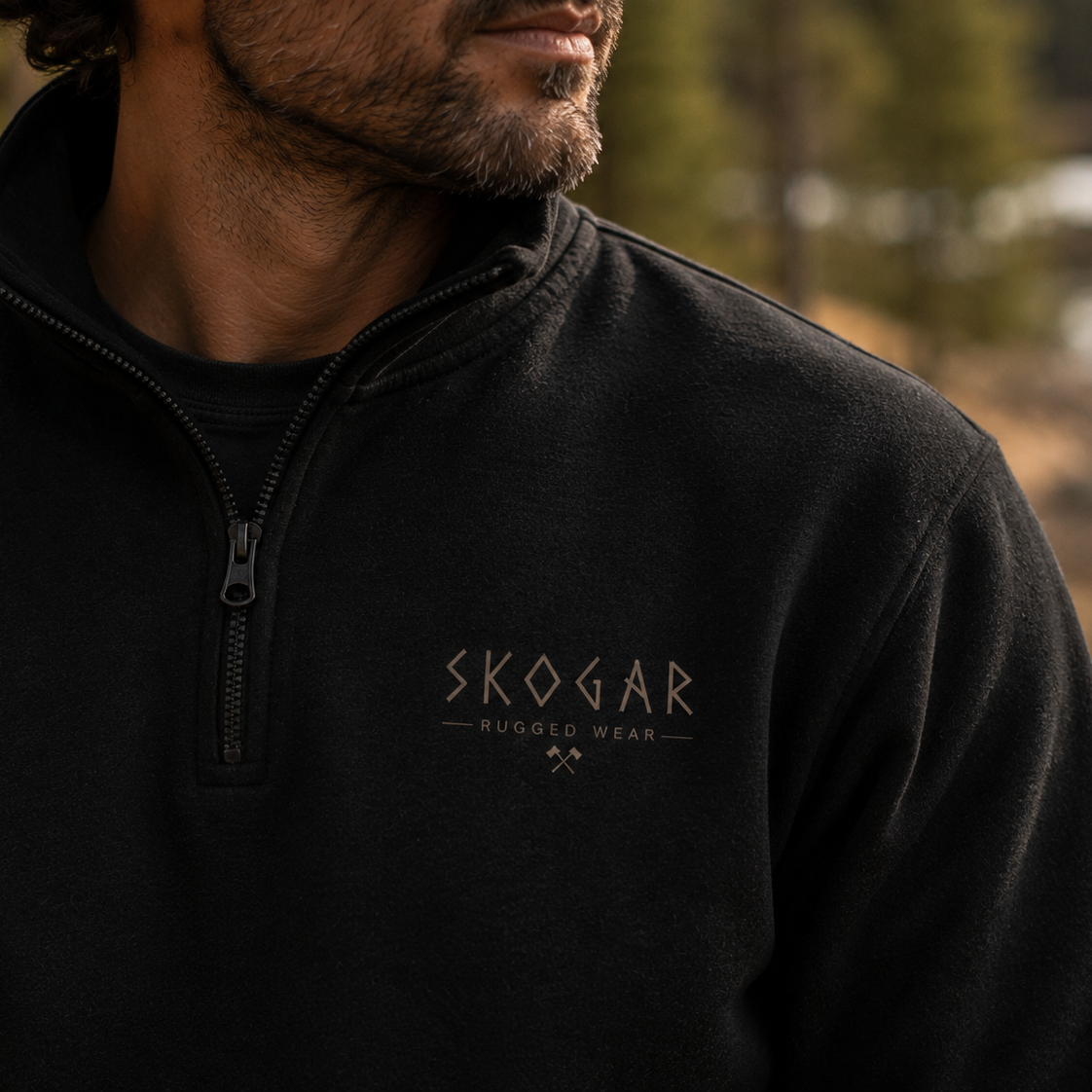 SKOGAR Quarter Zip Sweatshirt | Nordic Pullover | Soft Brushed Outdoor Jumper