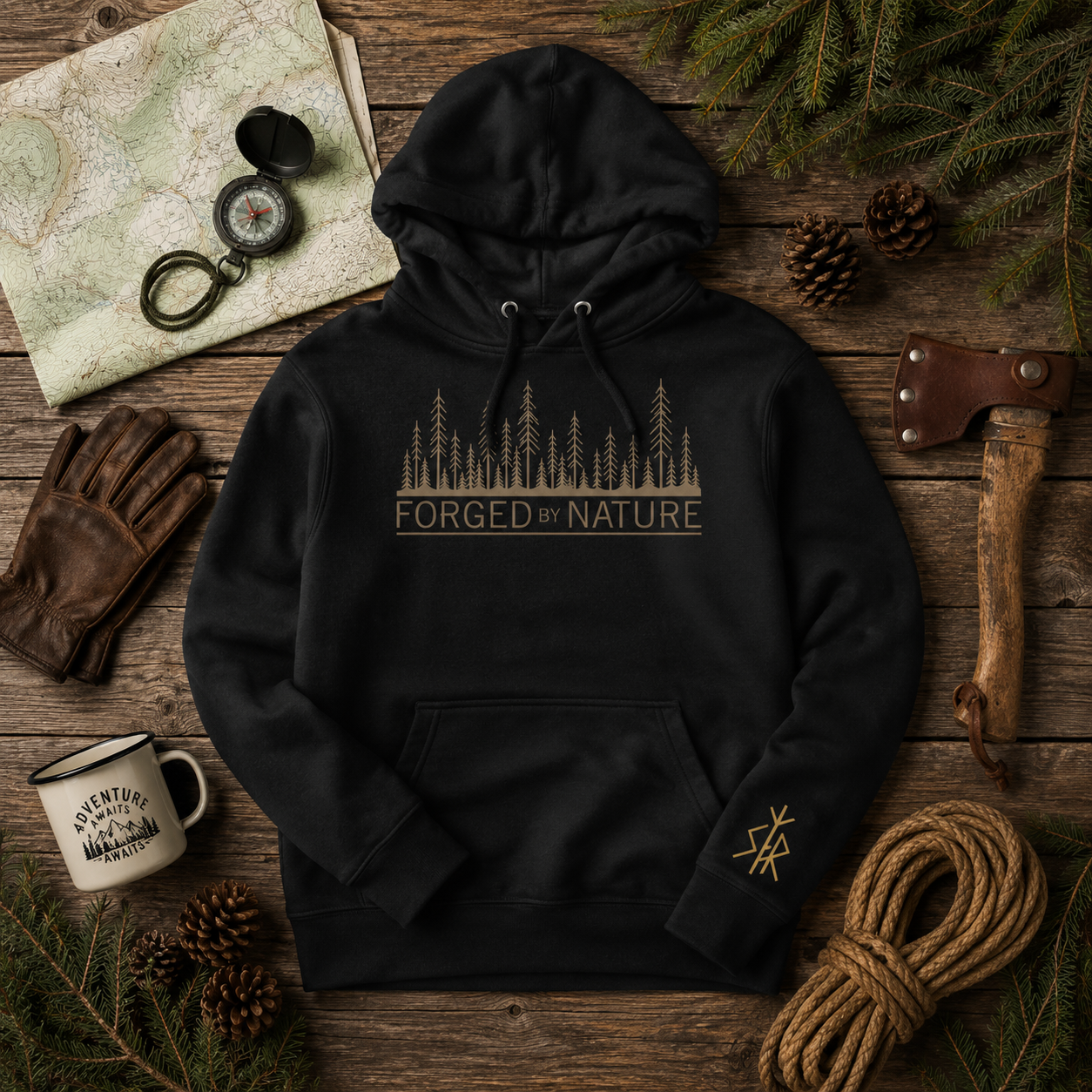 Forest Hoodie – Nordic Outdoor Hoodie | Fleece-Lined Cotton Hoodie | Hiking Hoodie | Camping Sweatshirt