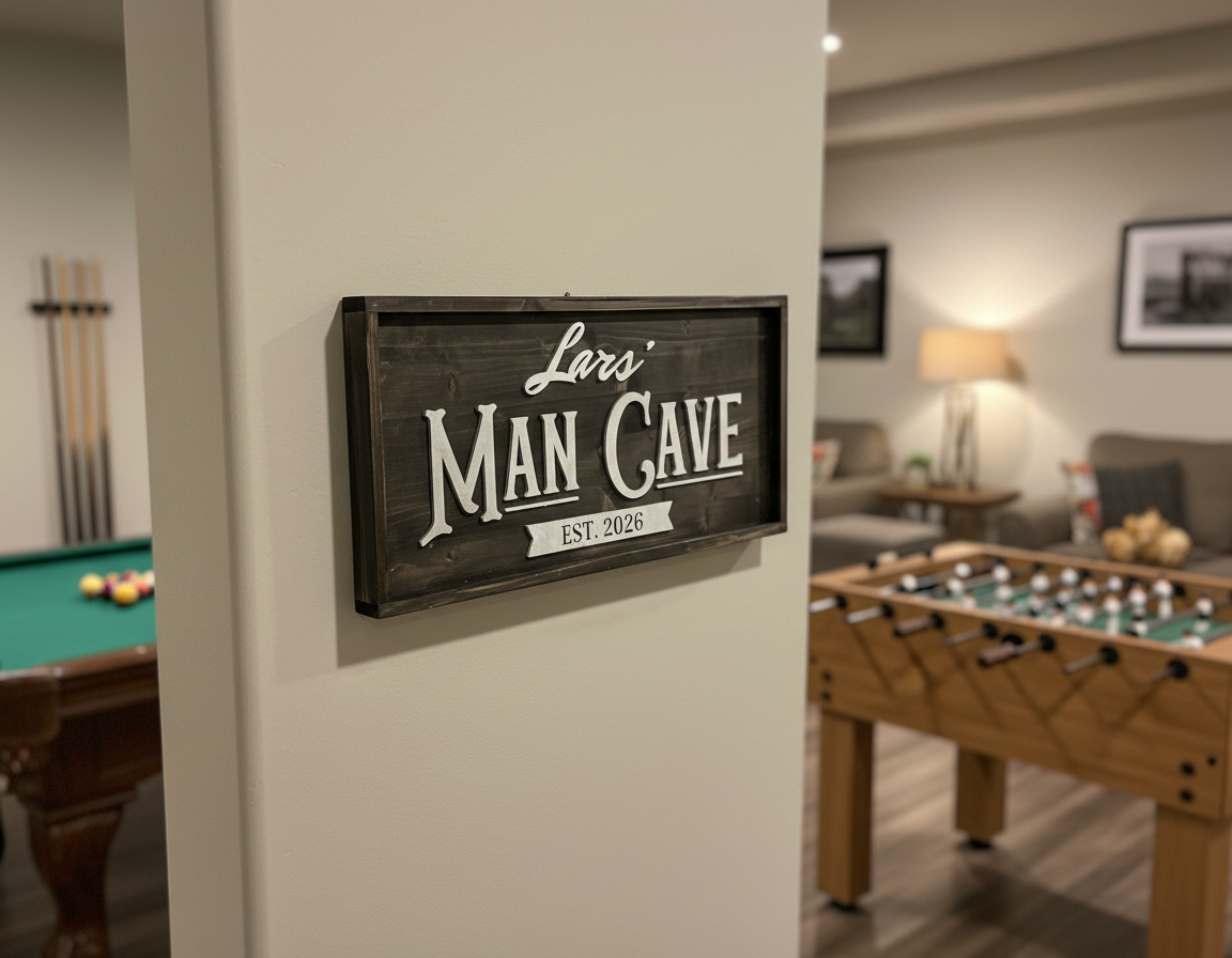 Man Cave Sign Personalised | Custom Name Wood Sign