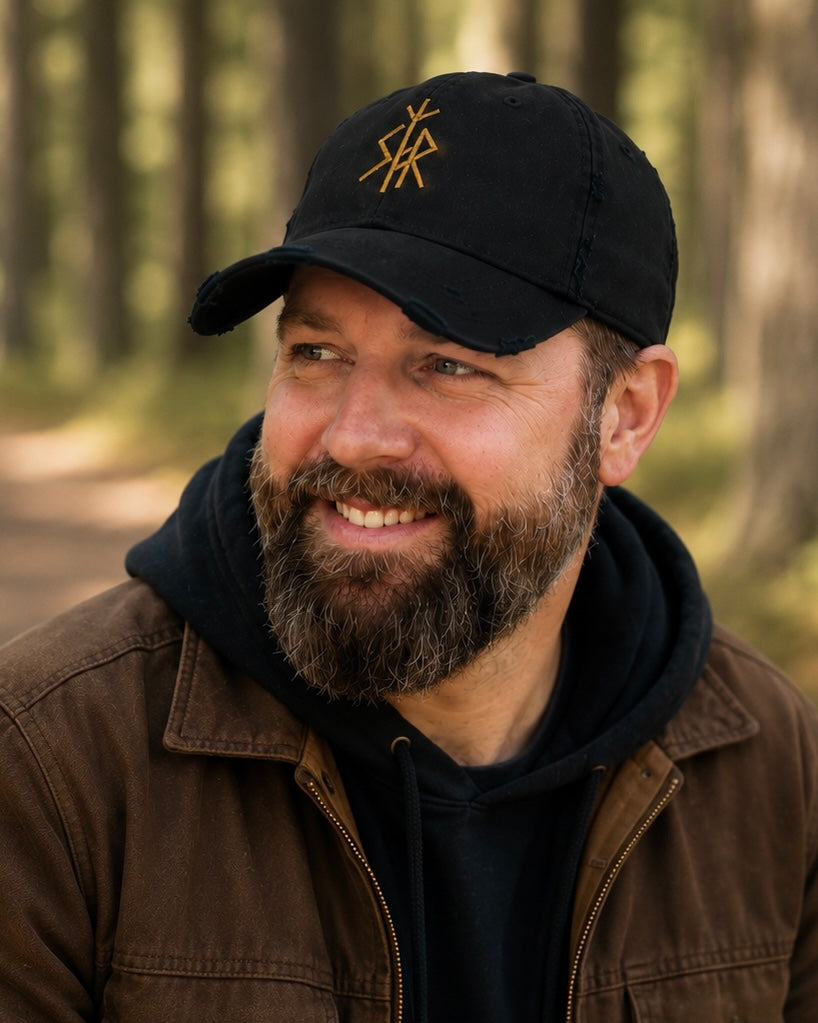 SKOGAR Distressed Dad Hat | Embroidered Outdoor Adventure Cap