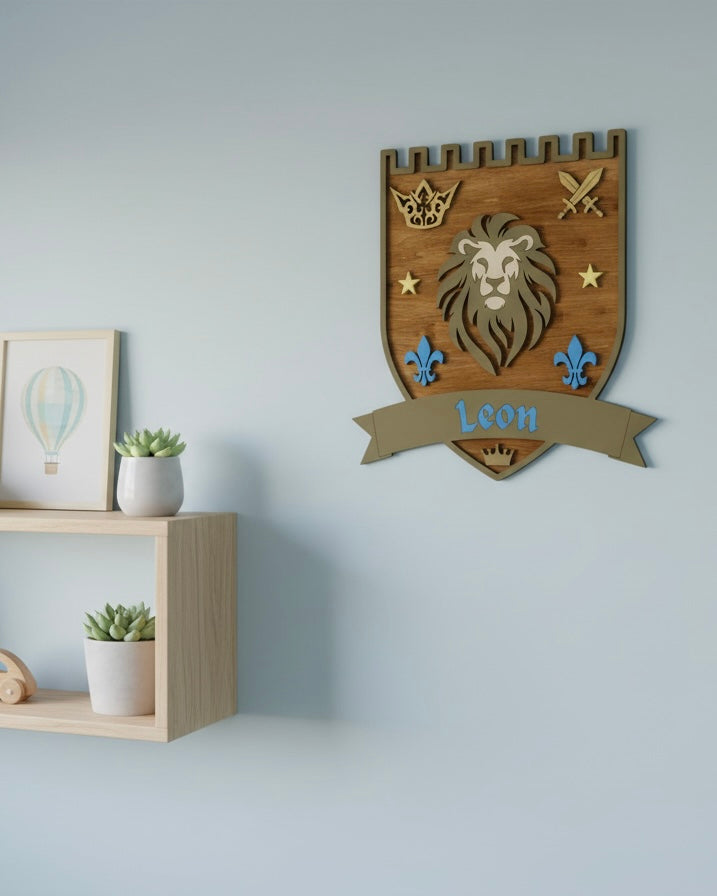 Personalised Lion Wall Crest | Safari Nursery Décor