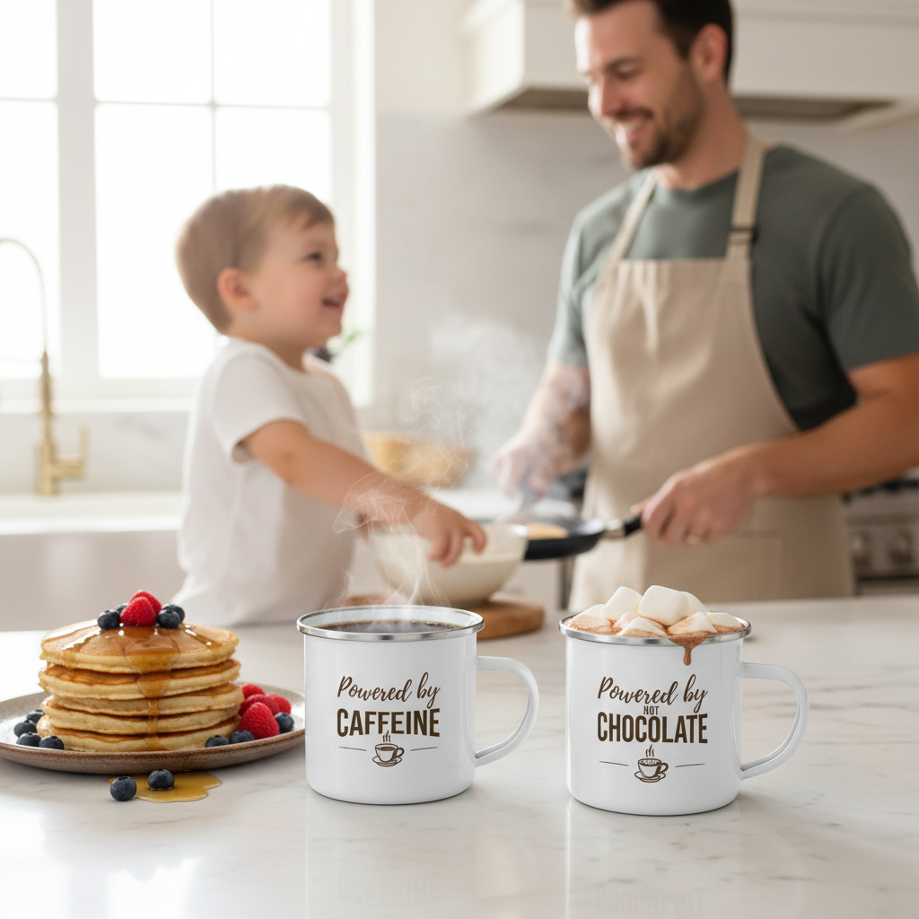 Kids Camping Mug – Funny Kids Cup – Powered by Hot Chocolate