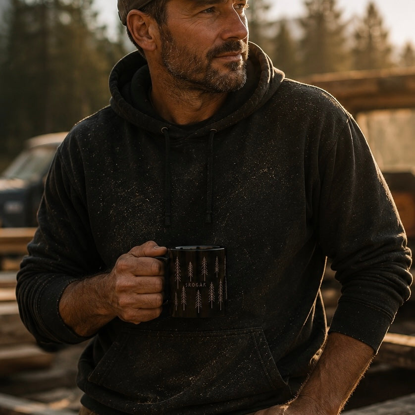 Black Coffee Mug | Forest Cup | Nature Lover | 325ml SKOGAR Woodland