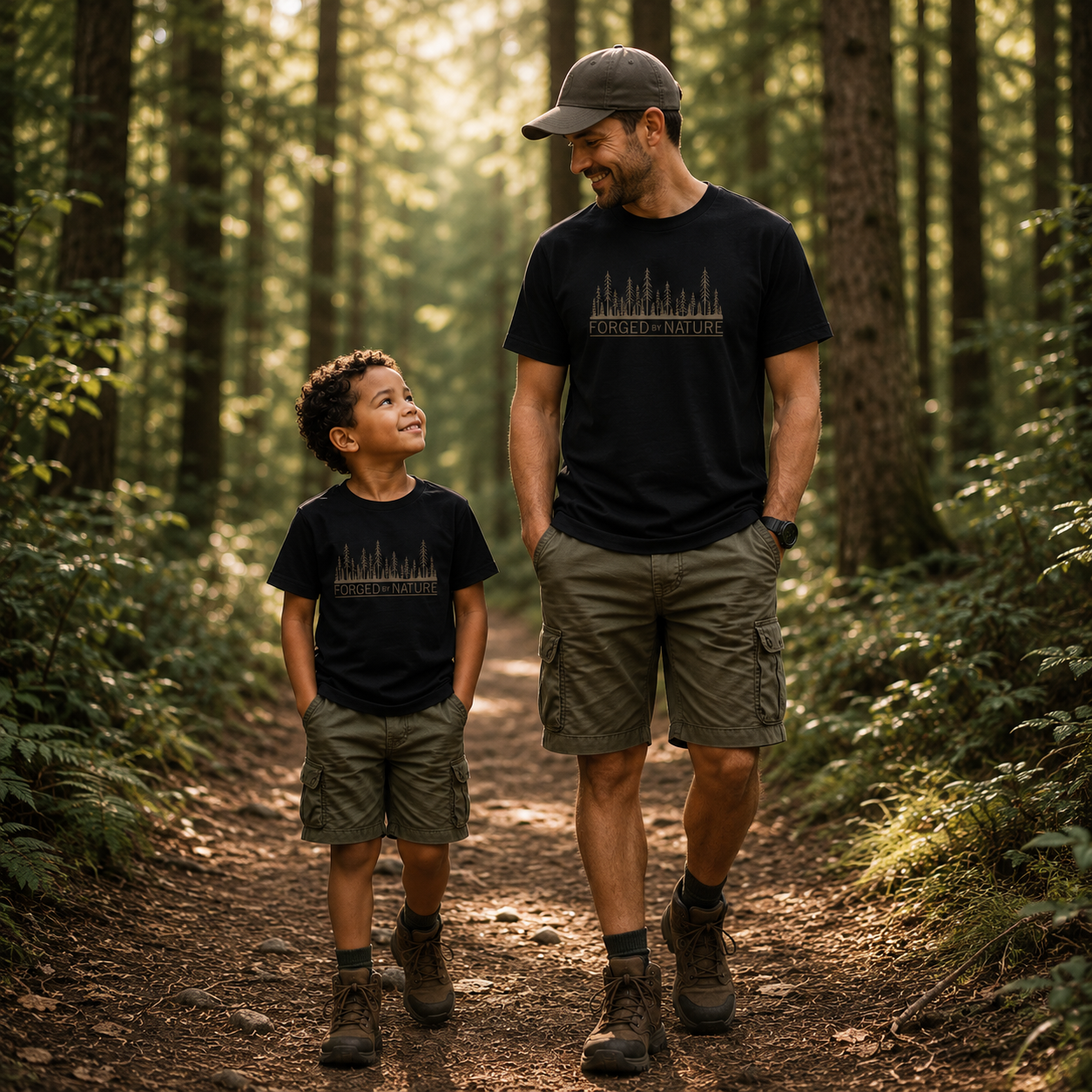 Organic Kids Hiking T-Shirt | Forged by Nature | Matching Dad & Kid Adventure Tee