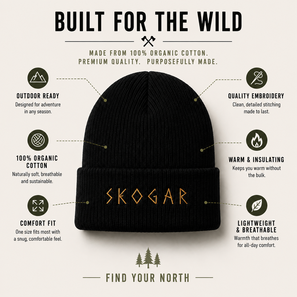 SKOGAR Organic Cotton Embroidered Beanie