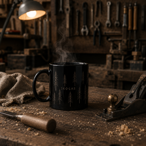 Black Coffee Mug | Forest Cup | Nature Lover | 325ml SKOGAR Woodland