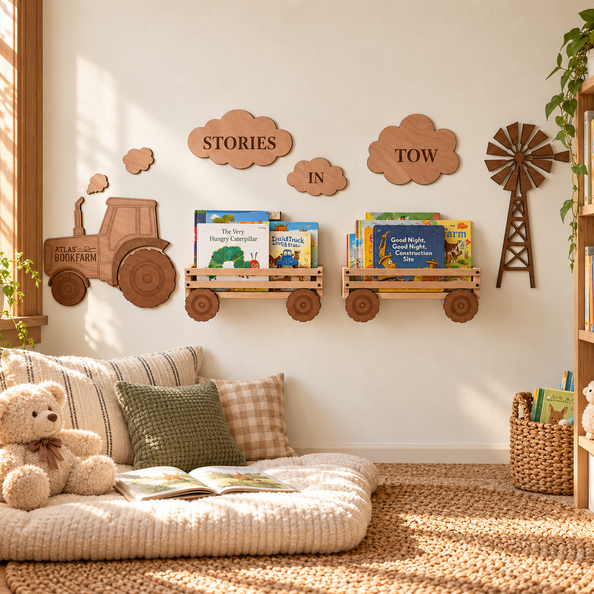 Personalized Tractor Nursery Bookshelf Set