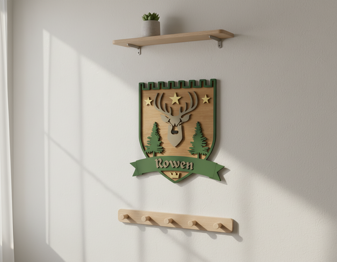Personalised Stag Wall Crest | Woodland Nursery Décor