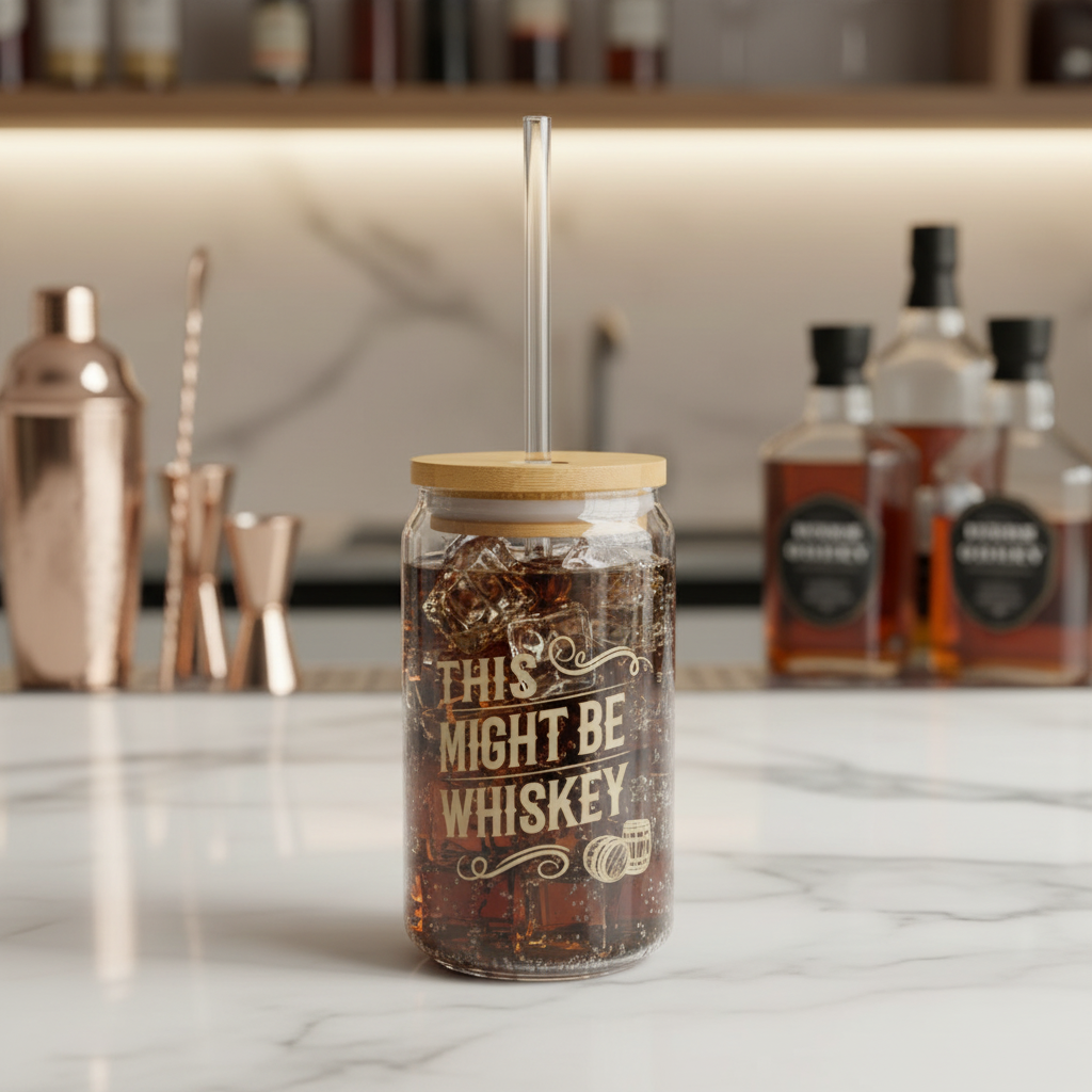 Funny Whiskey Glass - "This Might Be Whiskey"