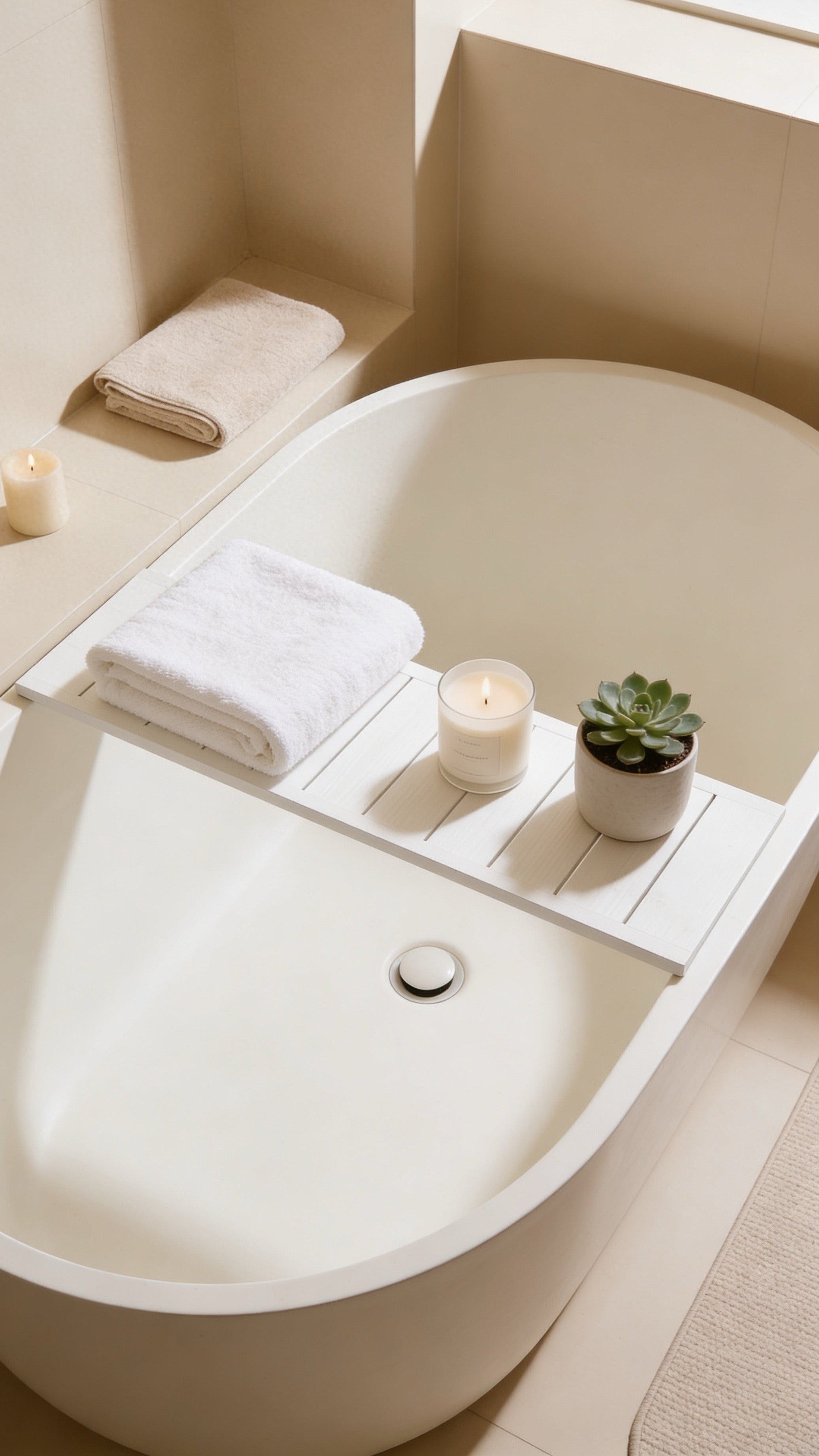 Wooden Bath Caddy Tray | Whitewash Bathtub Tray | Rustic Bath Bridge