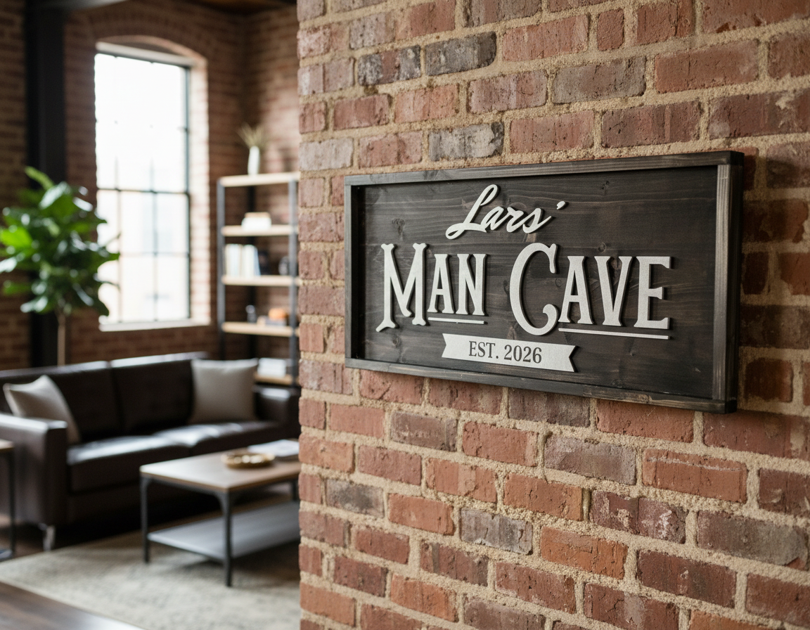 Man Cave Sign Personalised | Custom Name Wood Sign