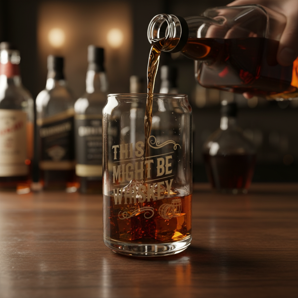 Funny Whiskey Glass - "This Might Be Whiskey"