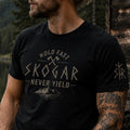 Men's Nordic Adventure T-Shirt, Mountain Graphic Tee, Hold Fast Never Yield SKOGAR Apparel