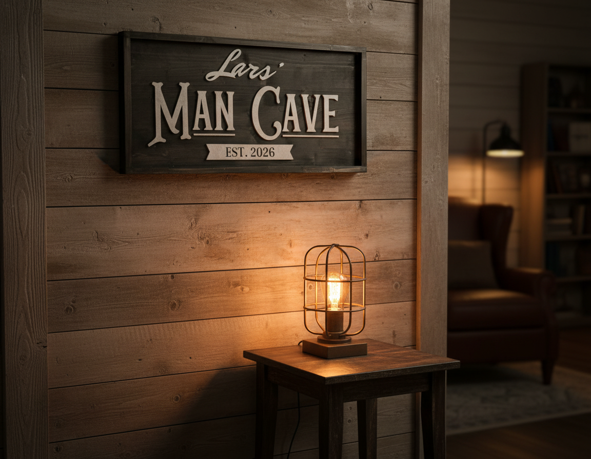 Man Cave Sign Personalised | Custom Name Wood Sign