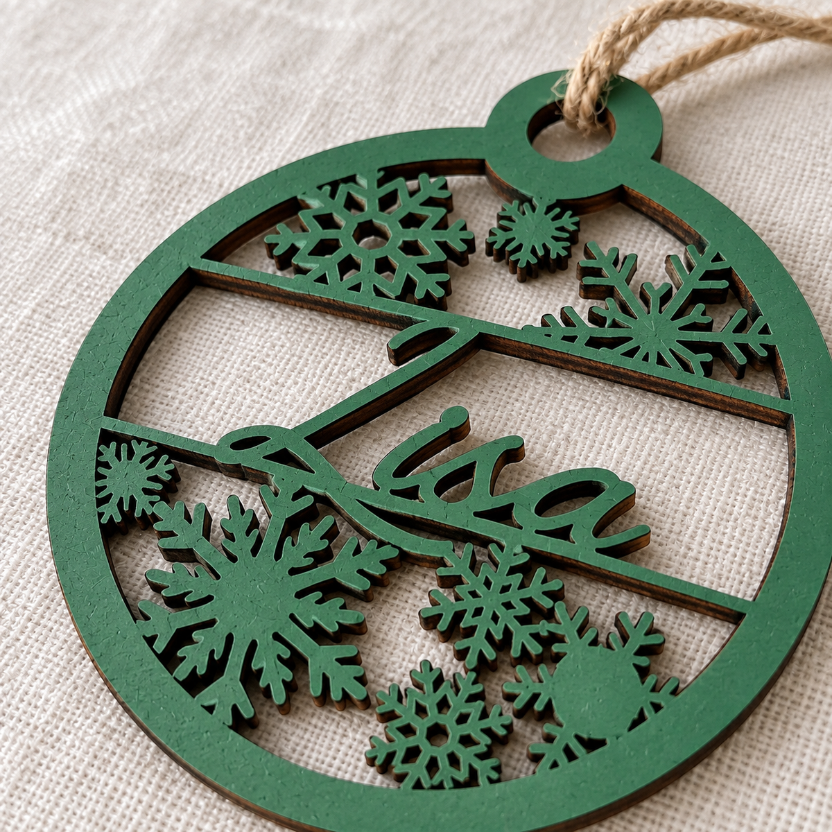 Personalised Wooden Christmas Ornament with Snowflakes