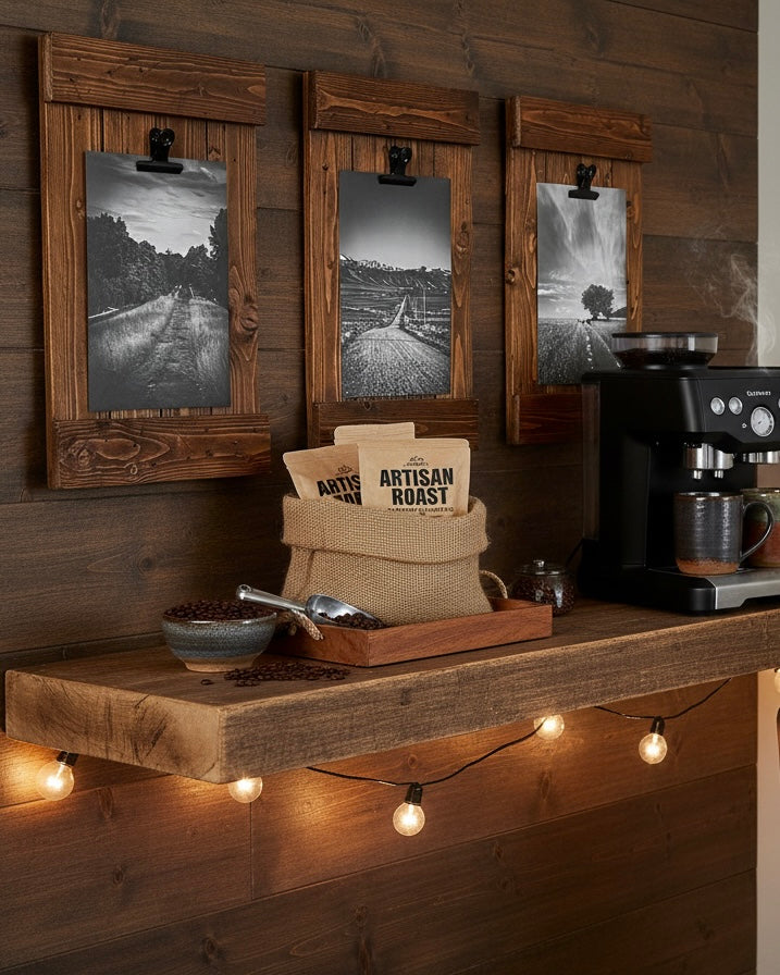 Rustic Wood Clip Photo Frame made from Reclaimed Pallet - Walnut Finish