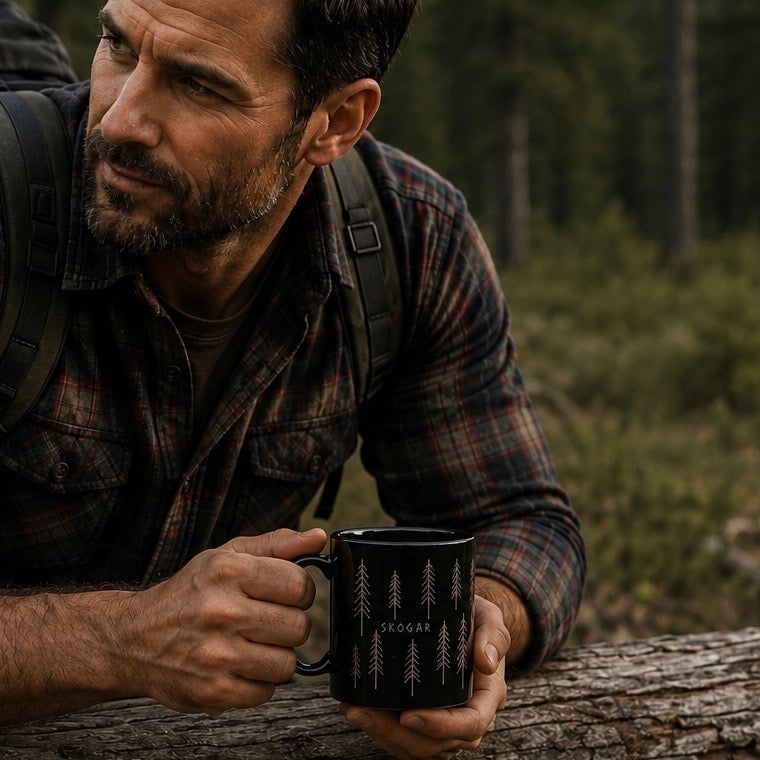 Black Coffee Mug | Forest Cup | Nature Lover | 325ml SKOGAR Woodland