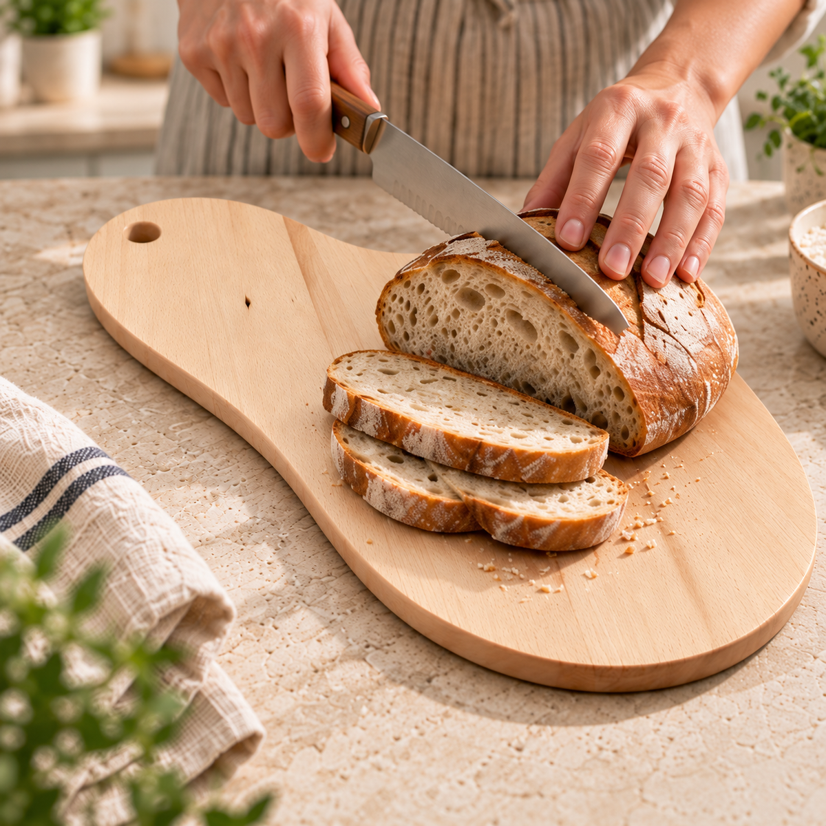 Wooden Cutting & Serving Board – Hand-Cut Beech Wood