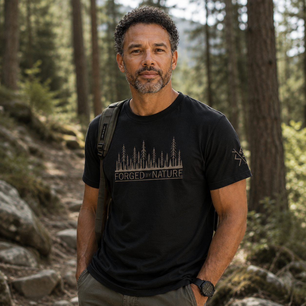 Nordic Forest T-Shirt for Men | Outdoor Graphic Tee | Nature Inspired Shirt | Wilderness Clothing | Scandinavian Style | Forged by Nature