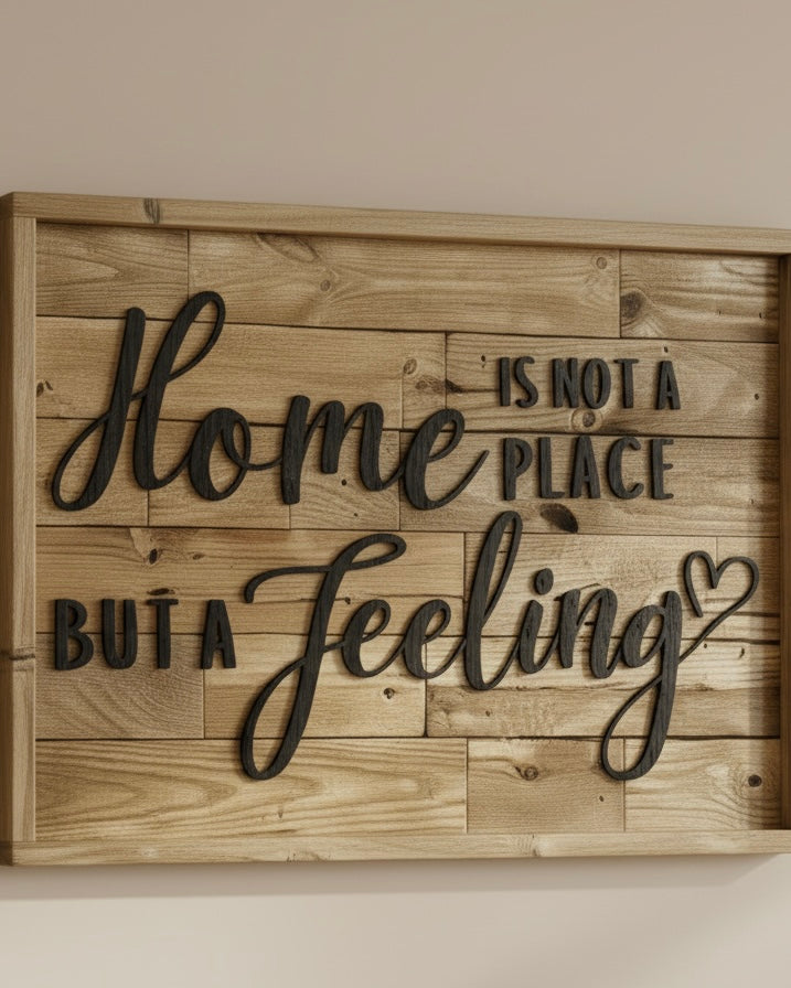 Reclaimed Wood Wall Sign “Home Is Not a Place, But a Feeling” | Rustic Pallet