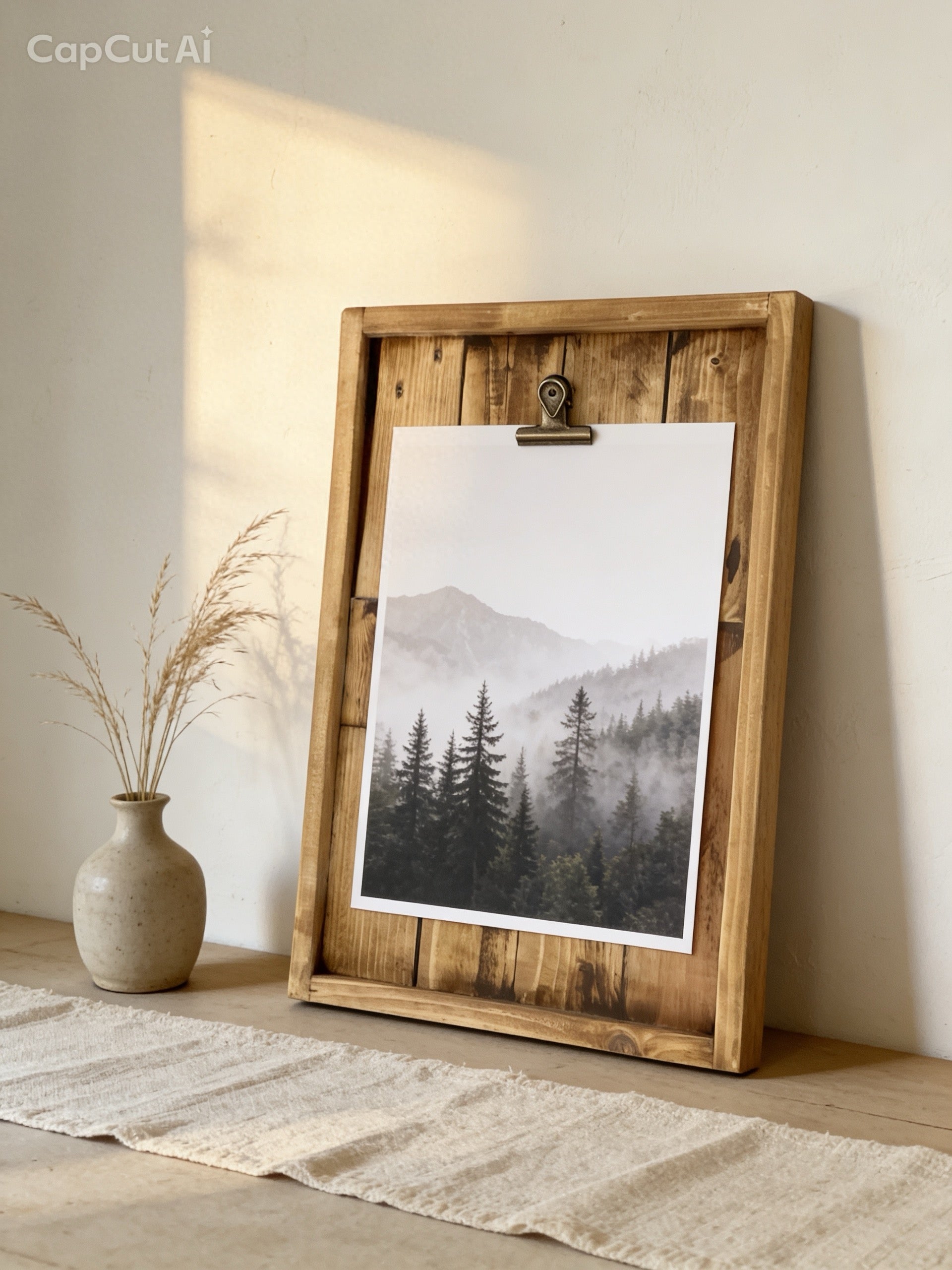 Reclaimed Wood Photo Frame – Rustic Pallet Wood Picture Holder with Clip