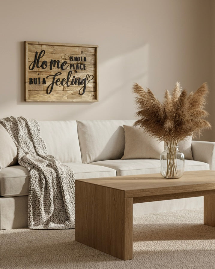 Reclaimed Wood Wall Sign “Home Is Not a Place, But a Feeling” | Rustic Pallet