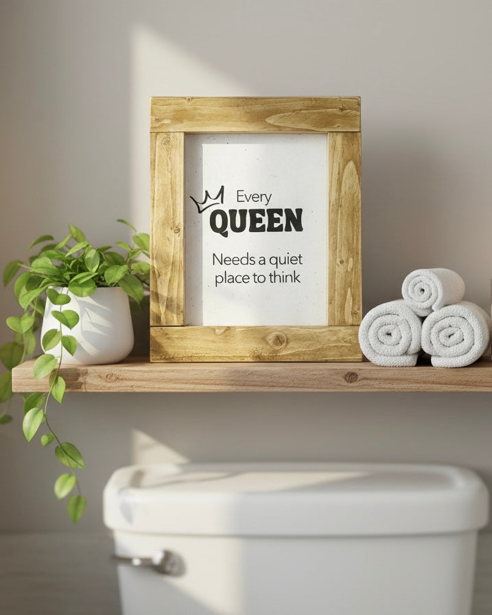 Reclaimed Wood Framed Sign "Every Queen Needs a quiet place to think"