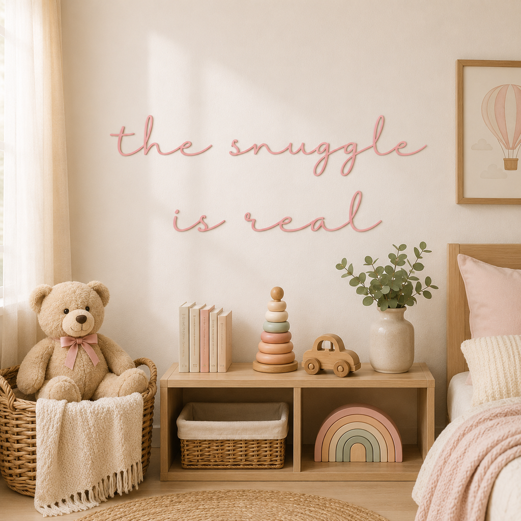 The Snuggle Is Real Wooden Nursery Wall Décor | Baby Room Wall Sign | Wooden Script Wall Art | Nursery Decoration