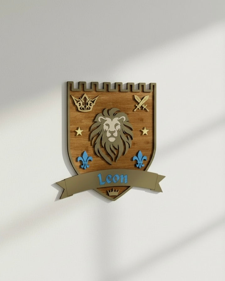 Personalised Lion Wall Crest | Safari Nursery Décor