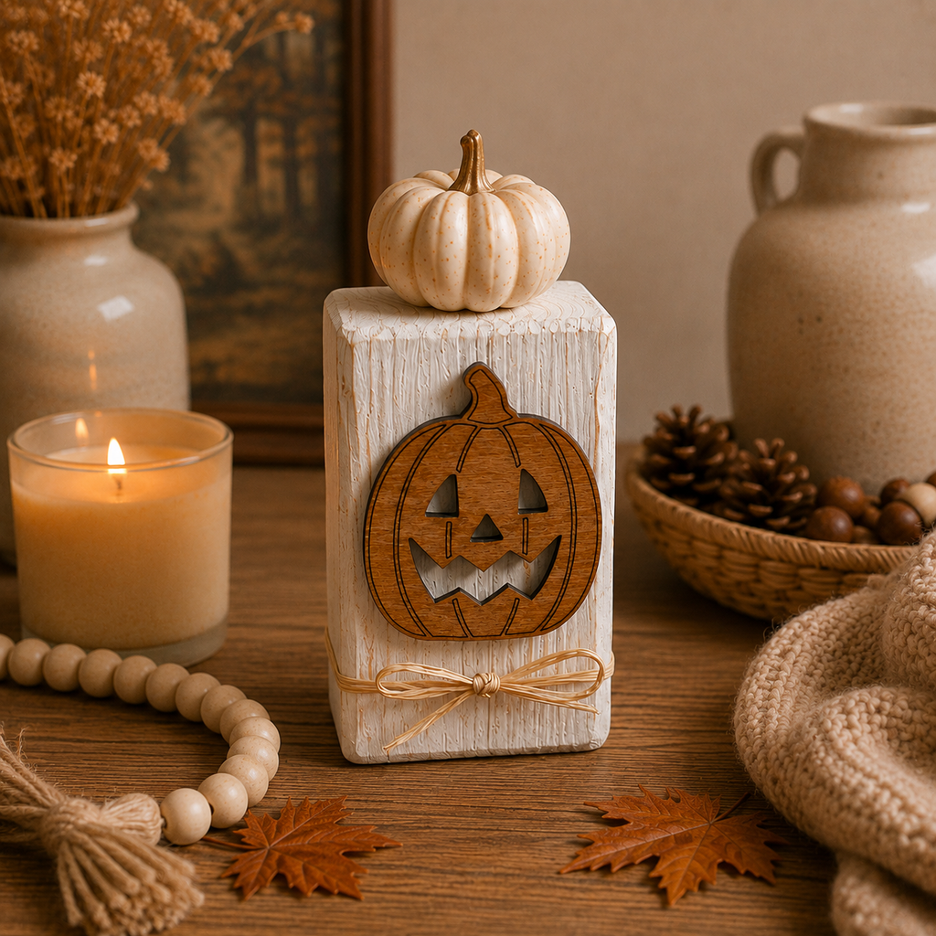 Fall Wood Block Décor, Mix & Match Autumn Decorations, Wooden Pumpkin Shelf Sitters, Hello Fall Sign, Rustic Farmhouse Décor