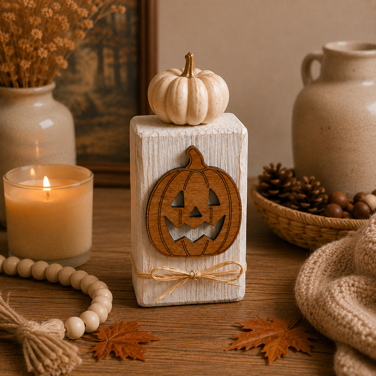 Fall Wood Block Décor, Mix & Match Autumn Decorations, Wooden Pumpkin Shelf Sitters, Hello Fall Sign, Rustic Farmhouse Décor