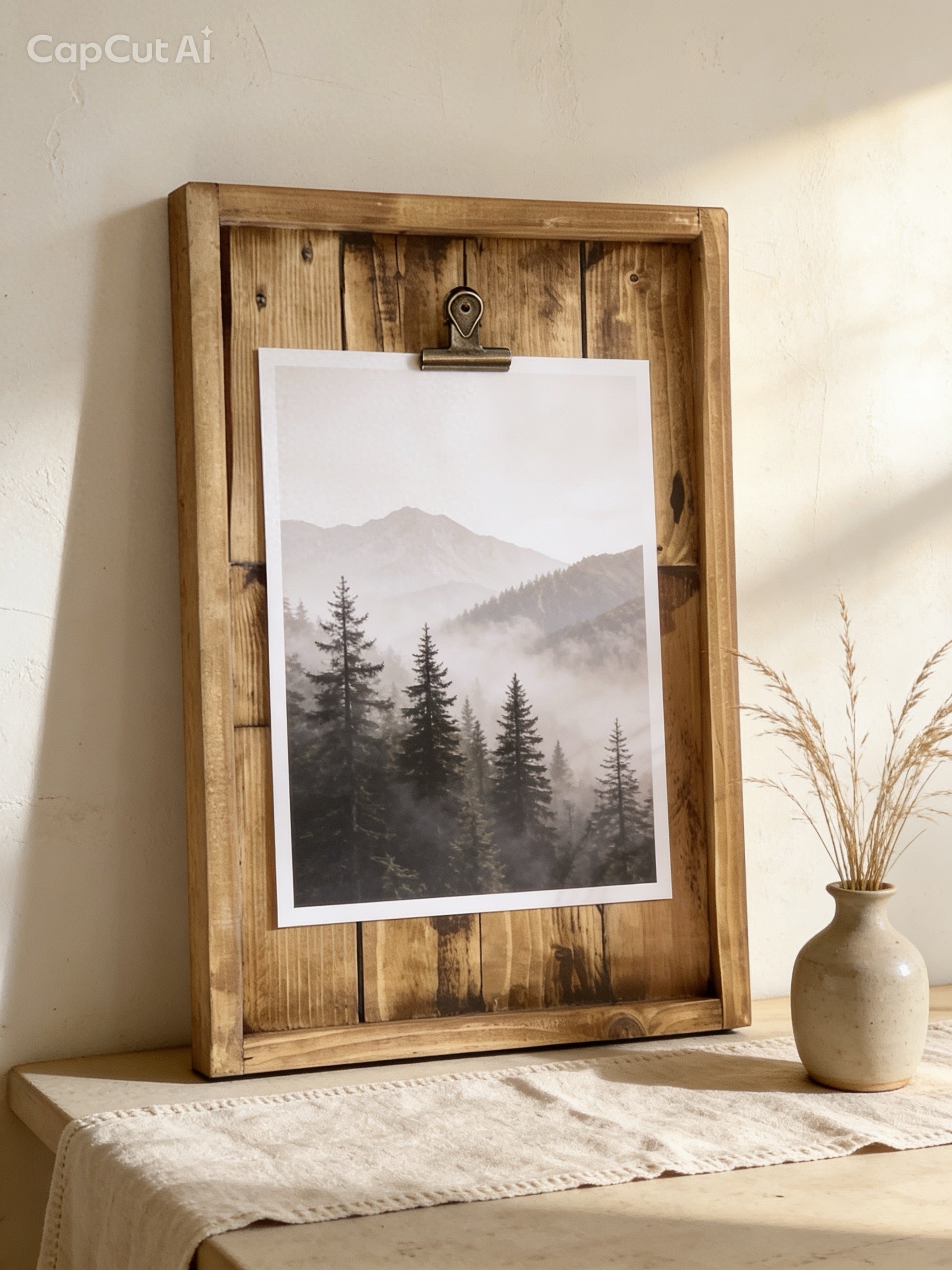 Reclaimed Wood Photo Frame – Rustic Pallet Wood Picture Holder with Clip