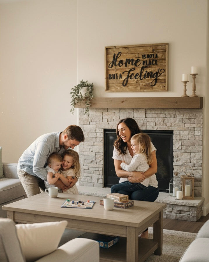 Reclaimed Wood Wall Sign “Home Is Not a Place, But a Feeling” | Rustic Pallet