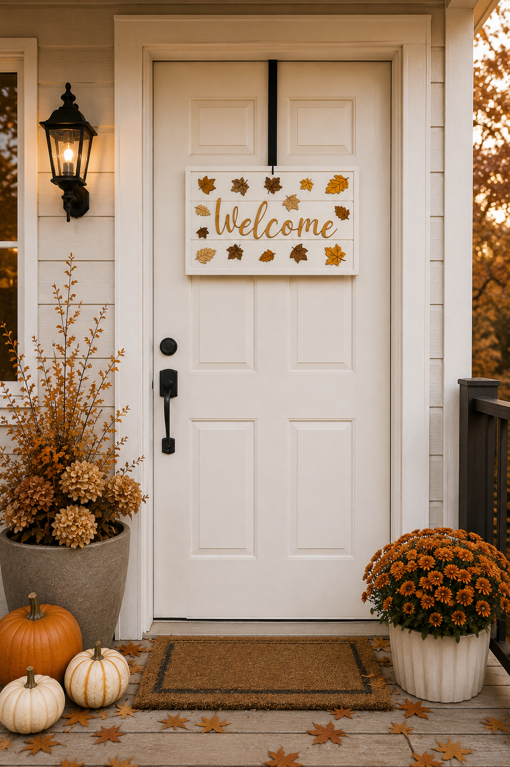 Autumn Welcome Sign, Wooden Fall Door Sign, Rustic Autumn Door Décor, Fall Leaves Front Door Decoration