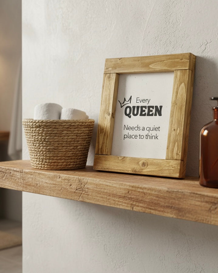 Reclaimed Wood Framed Sign "Every Queen Needs a quiet place to think"