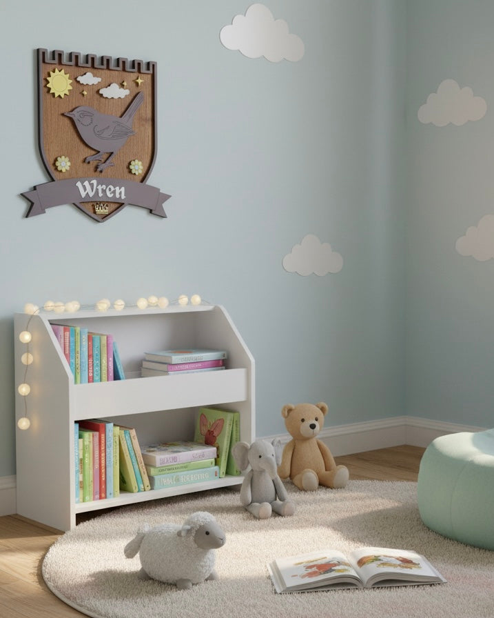 Personalised Wren Wall Crest | Woodland Nursery Décor