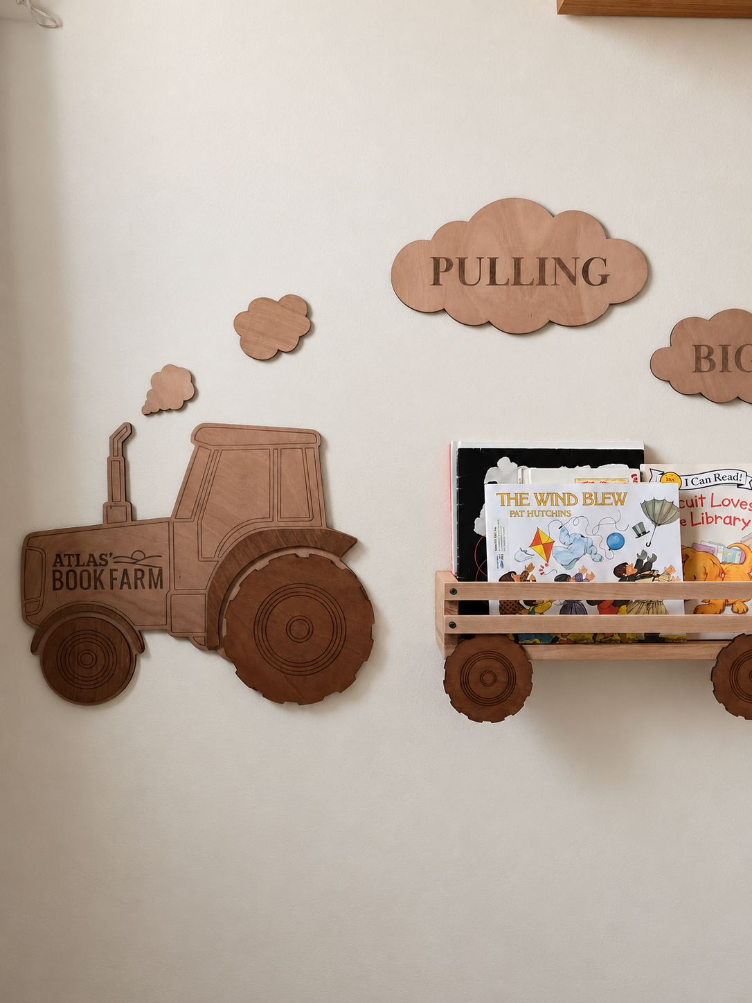 Personalized Tractor Nursery Bookshelf Set