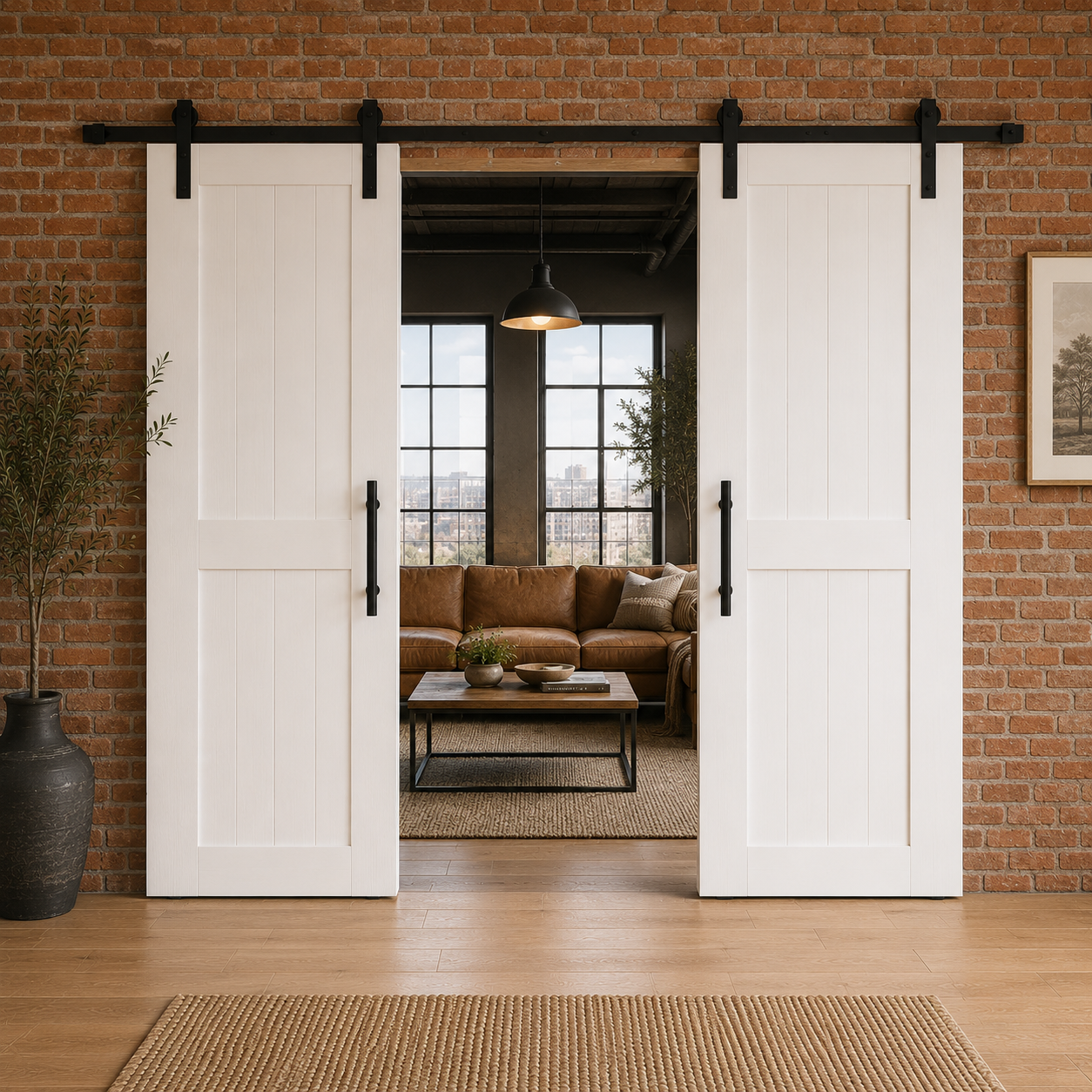 Double Barn Door | Custom Handmade Douglas Fir Sliding Doors | Made to Measure