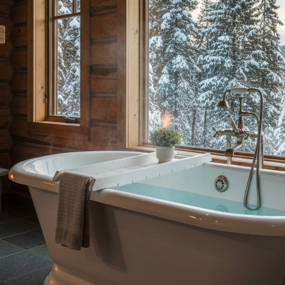 Handmade Bath Caddy | Wooden Bathtub Tray with Towel Rail | Custom Bath Board