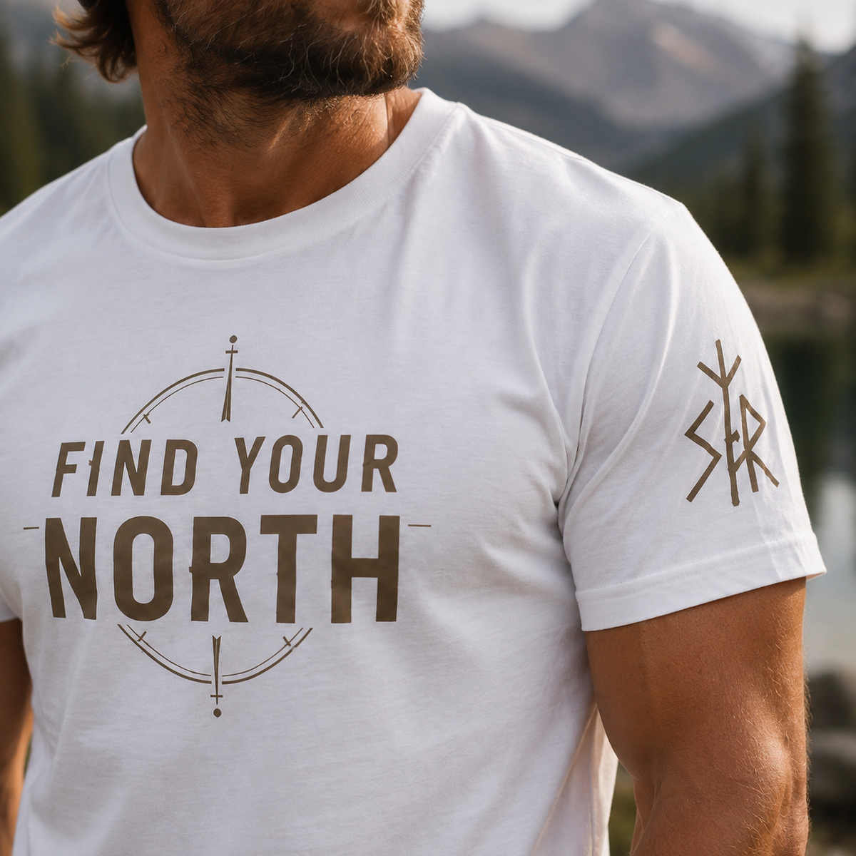Find Your North Compass T-Shirt | Outdoor Adventure Hiking Tee SKOGAR