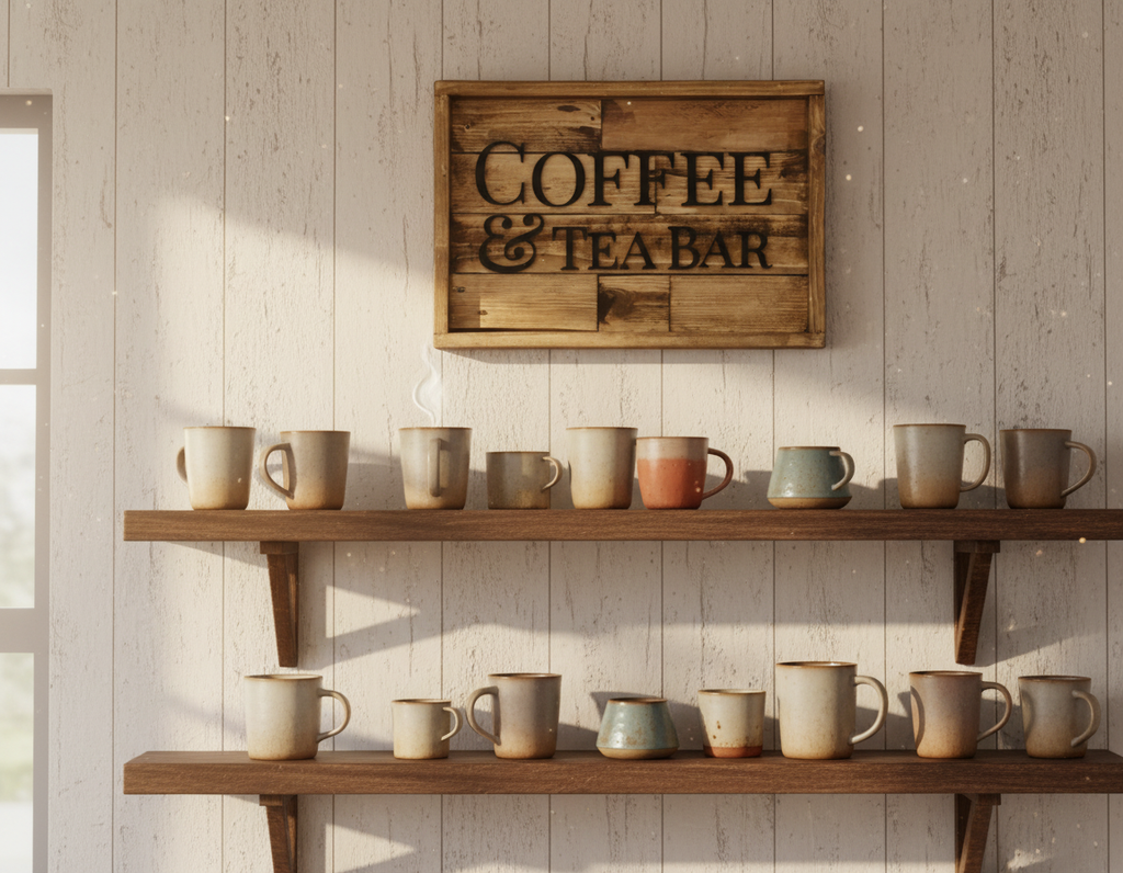 Rustic Coffee & Tea Bar Sign | Reclaimed Pallet Wood Wall Sign image 4