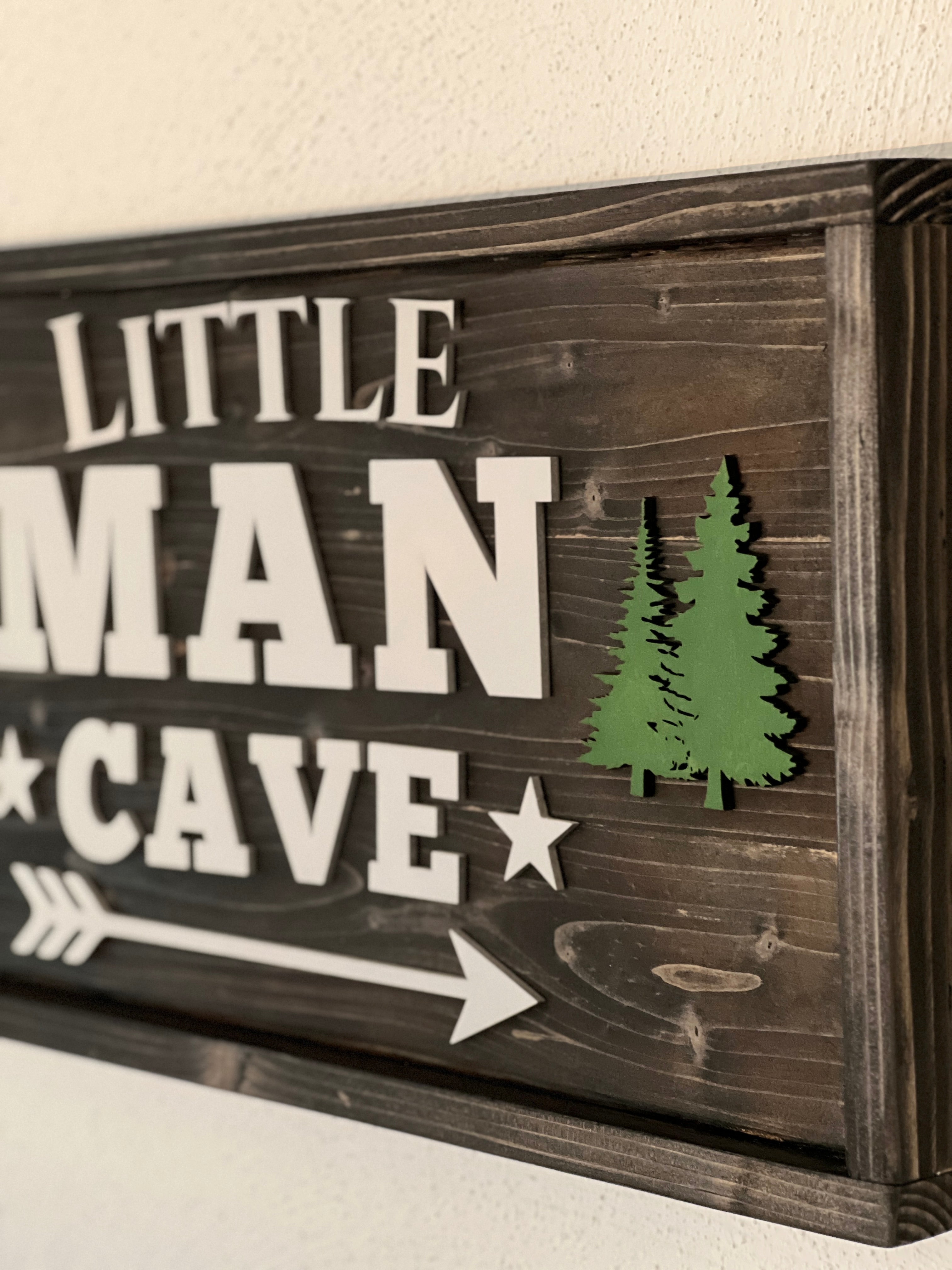 Little Man Cave Wooden Sign – Rustic Kids Room Wall Décor – Boys Bedroom Sign image 7