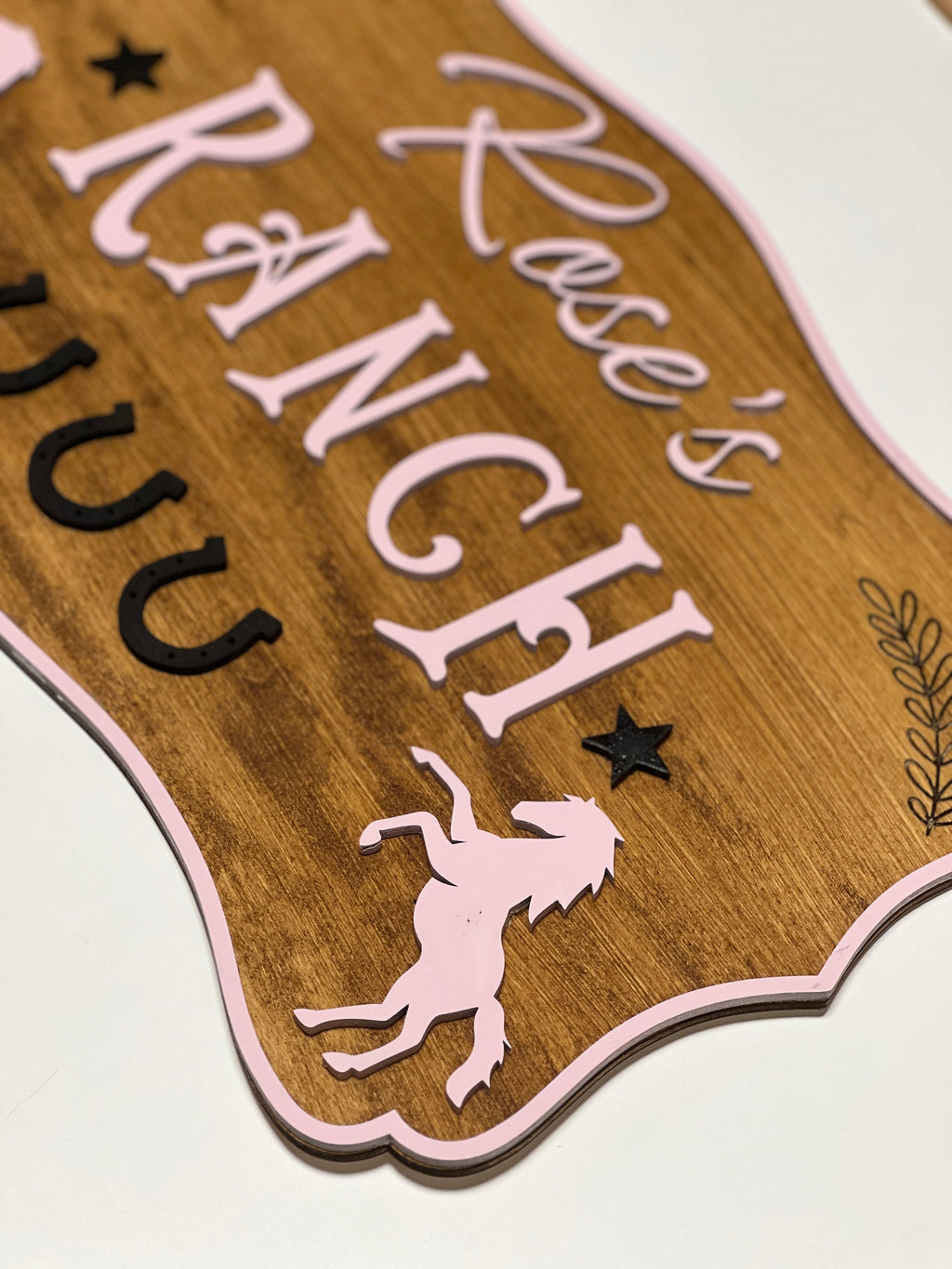 Personalised Children's Ranch Name Sign | Custom Wooden Wall Décor for Kids image 12