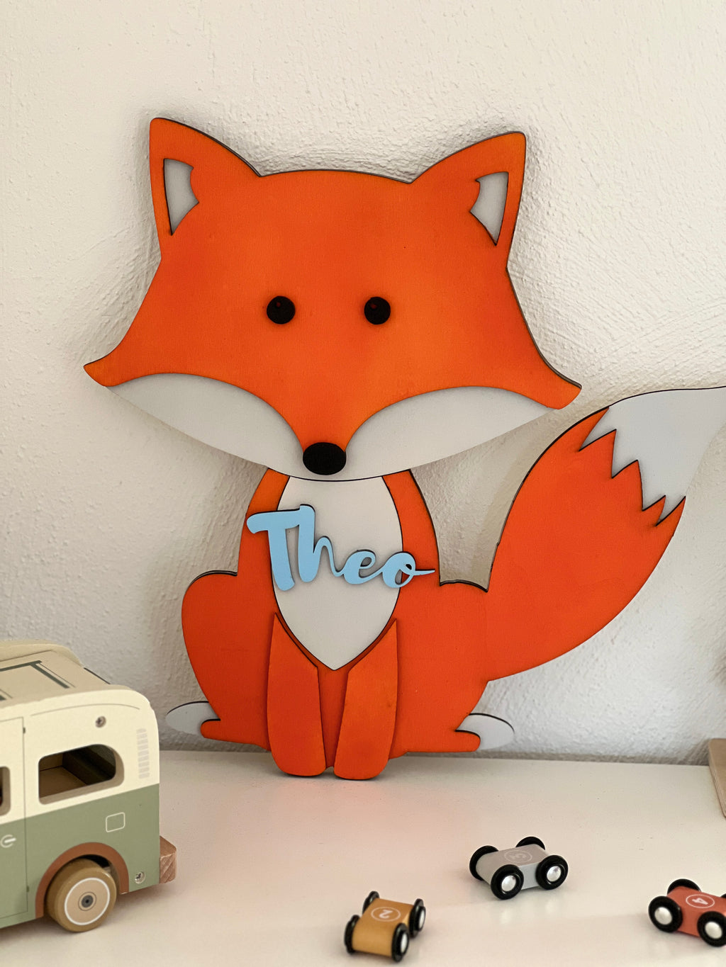 Personalised Wooden Fox Name Sign, Custom Nursery Wall Décor,  Woodland Theme image 0