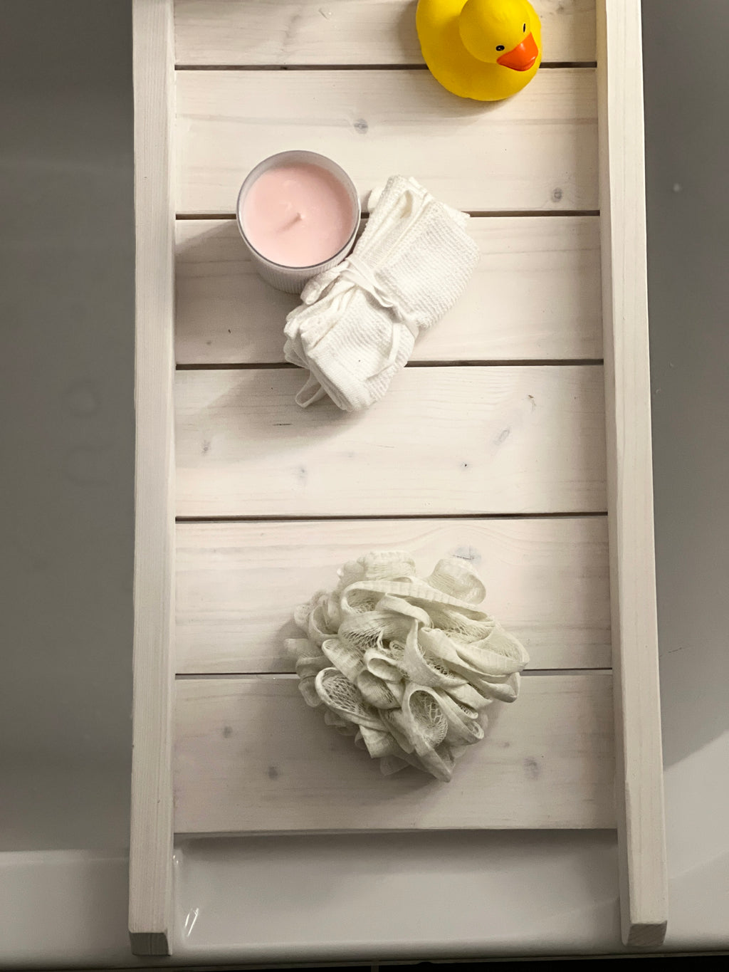 Handcrafted Rustic Wooden Slat Bath Caddy - Inset Base and Raised Sides image 8