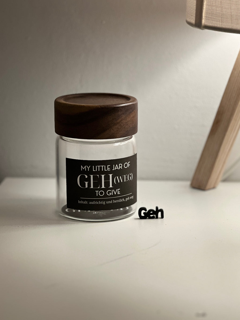 My Little Jar of “GEH (Weg) to Give” | Funny Desk Gift | Laser Cut Wooden Tokens image 12