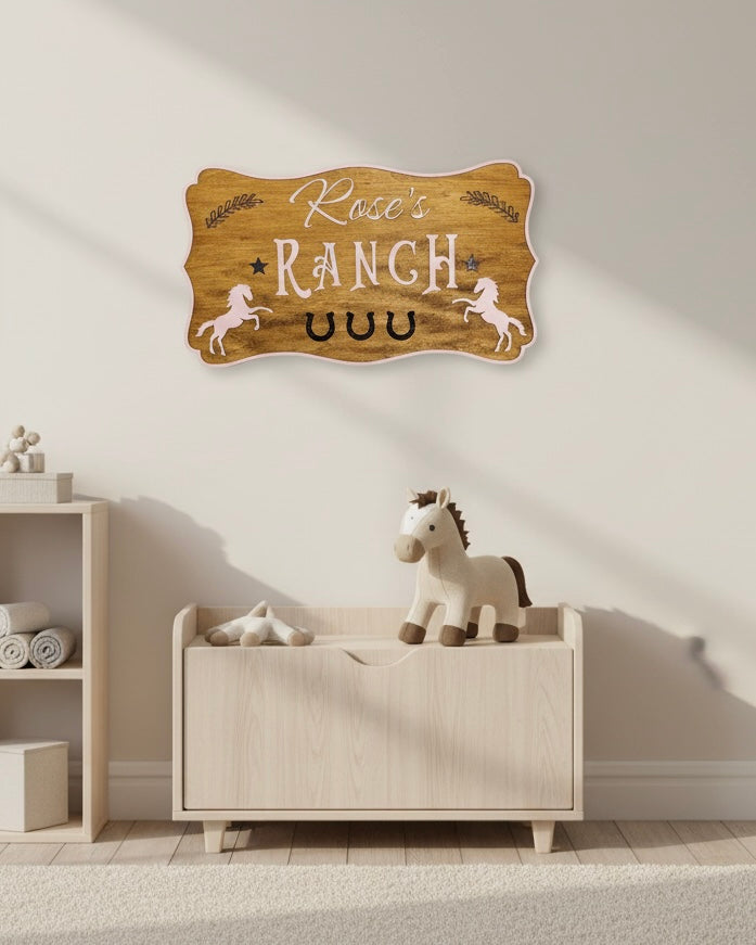 Personalised Children's Ranch Name Sign | Custom Wooden Wall Décor for Kids image 5