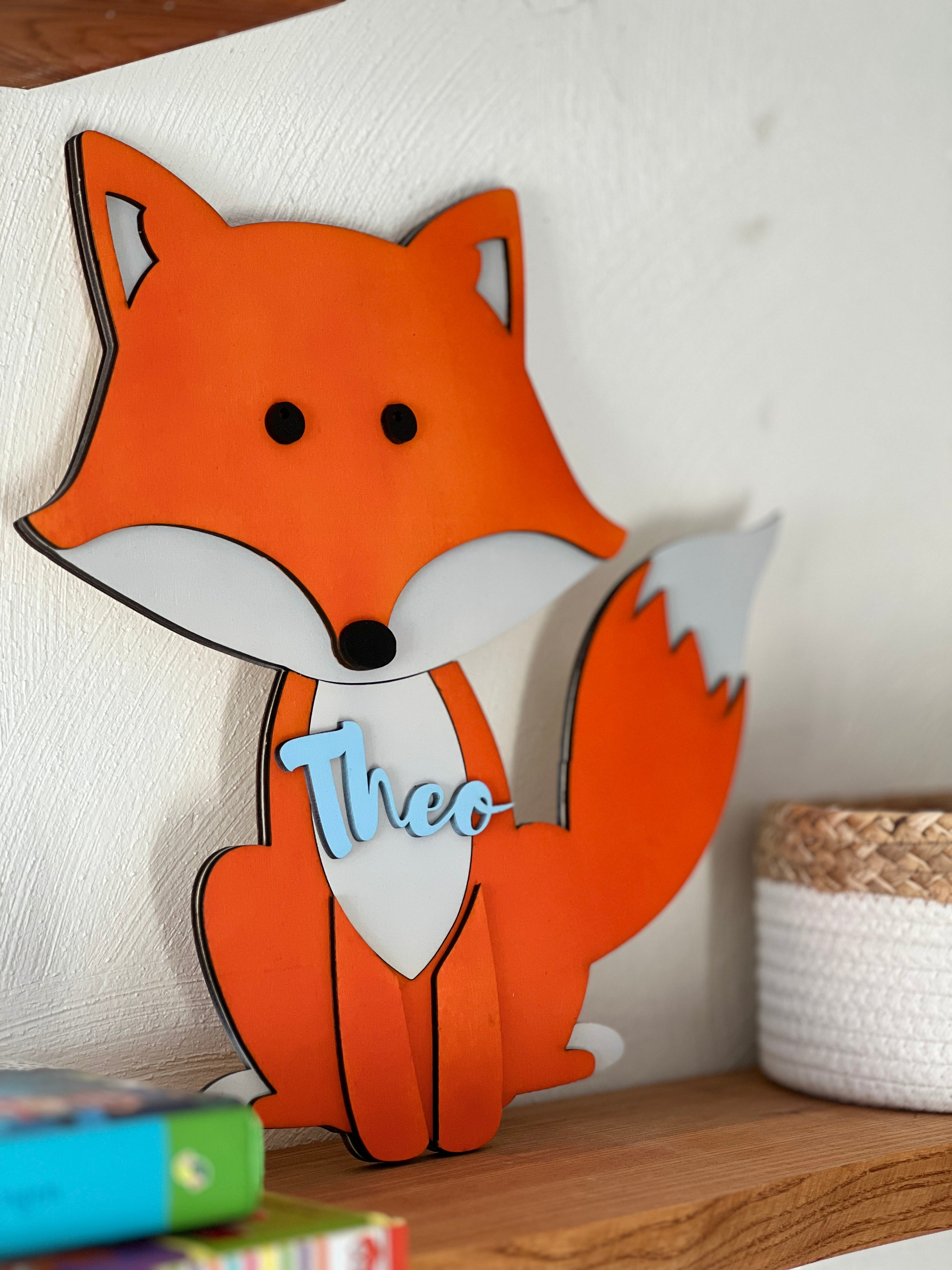Personalised Wooden Fox Name Sign, Custom Nursery Wall Décor,  Woodland Theme image 2